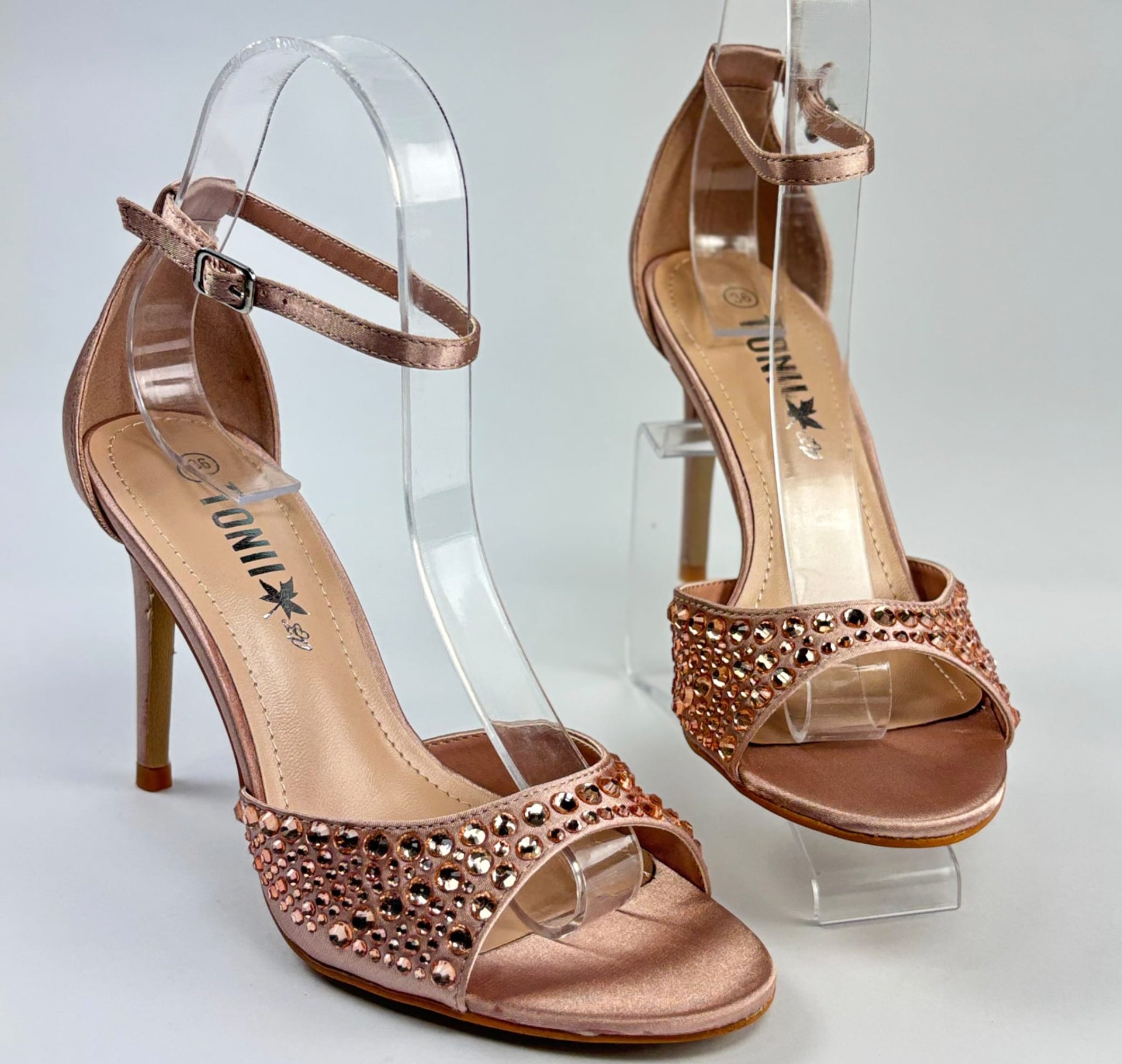 Sandale damă rose gold cu toc subțire