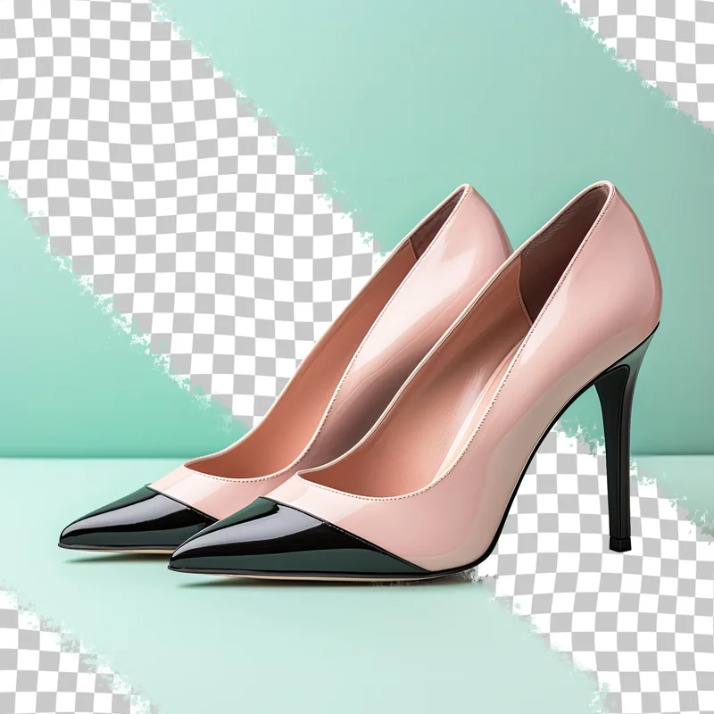 Pantofi Stiletto Nude cu Vârf Negru