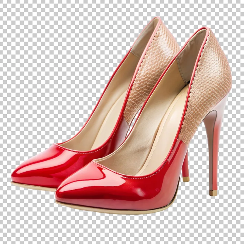 Pantofi Stiletto Roșii cu Accent Piele