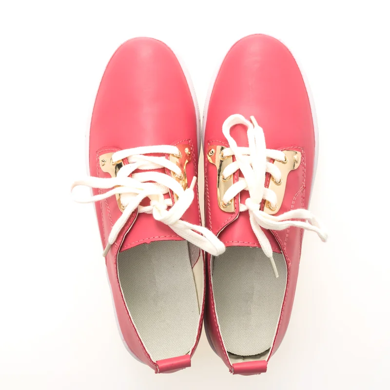 Pantofi Casual Roz cu Detalii Aurii